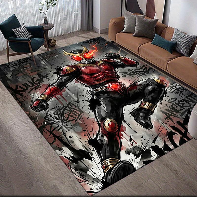 Kamen Rider Art Anti-Slip Floor Mat, Rectangular Carpet for Bedroom, Living Room, Sofa Zone & Game Space, Home Decor