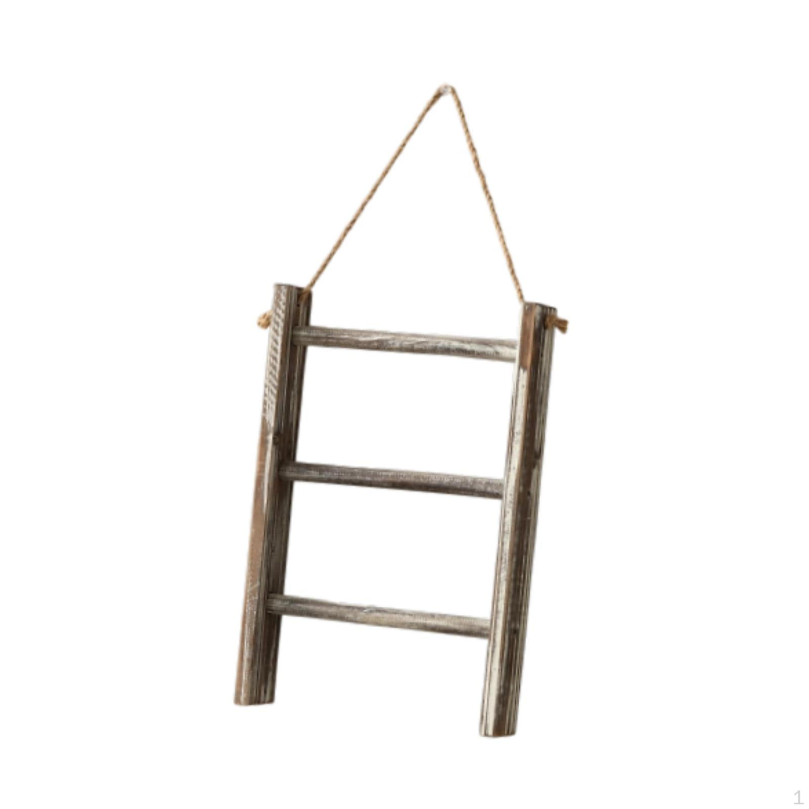 

Decorative Rustic Wooden Towel Rack, 3 Tier Wall Mounted Ladder Holder for Hotel, Kitchen, coffee