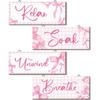 Yousoontic 4 Pieces Coquette Pink Bow Bathroom Wall Decor Relax Soak Unwind Breathe Pink Bow Bathroom Wooden Hanging Signs Various Styles of Wooden