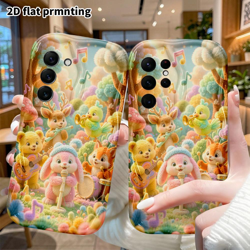 Phone Case: 2D flat, fits Samsung Galaxy A34 A35 M05 M06 S20 S22 S21 FE Plus 5G protective case, forest animal band, perfect Christmas and Halloween h