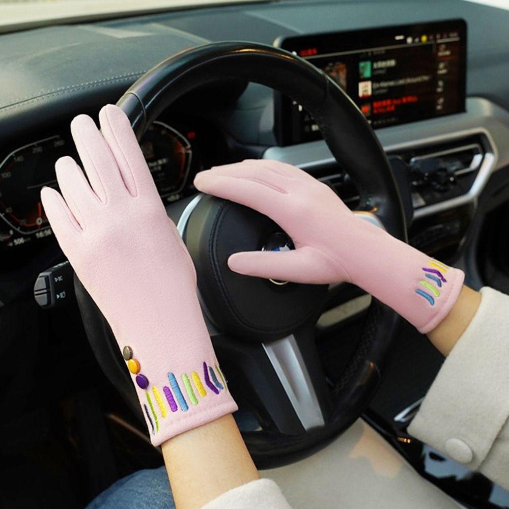 Jednokolorowe Rękawiczki Zimowe Grube Rękawice Proste Damskie Zamszowe Welurowe Rękawiczki do Jazdy