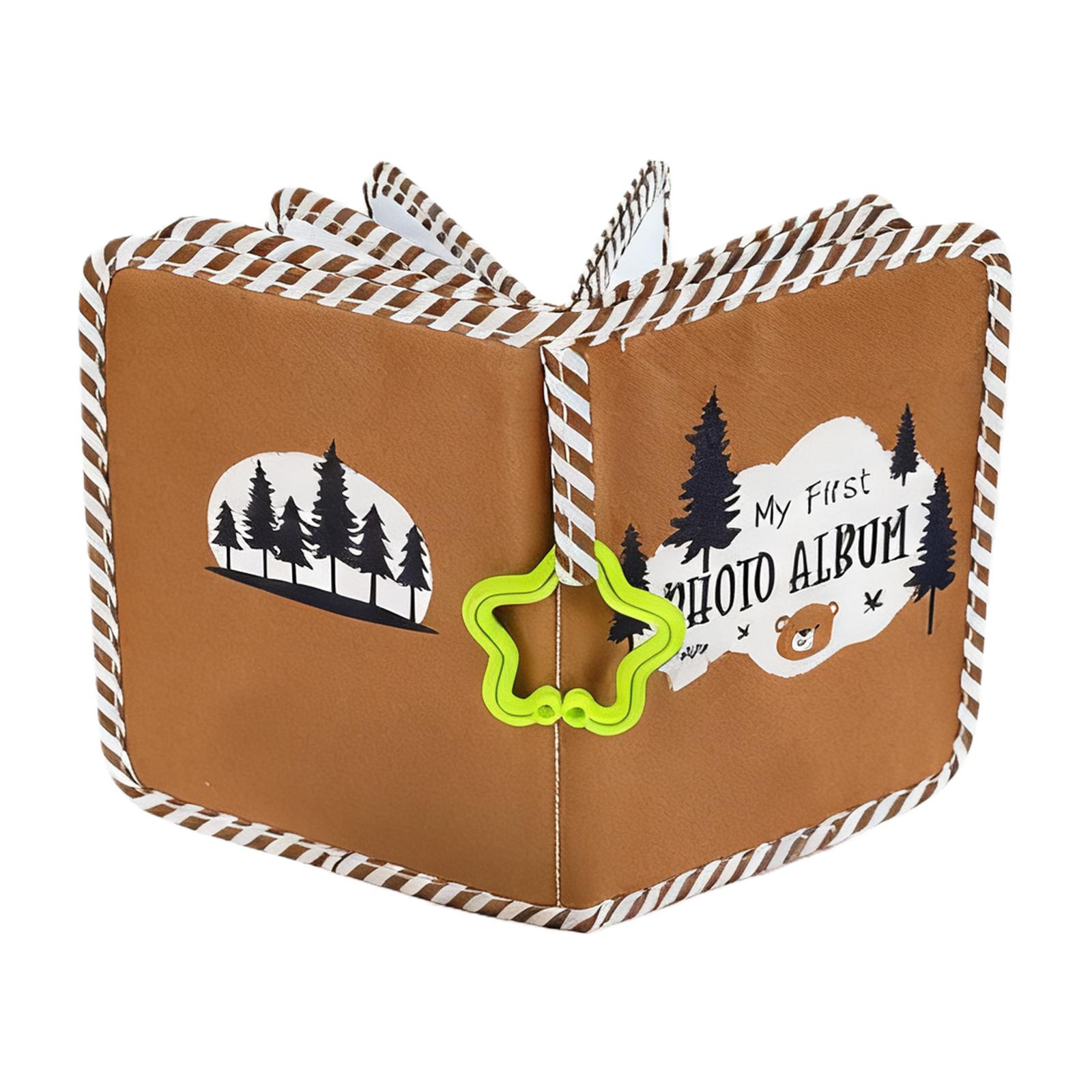 Forest Theme Soft Cloth Photo Album For Childrens First Year Milestones Safe Rounded Edges Design Baby Memory Storage Book 1 коричневый