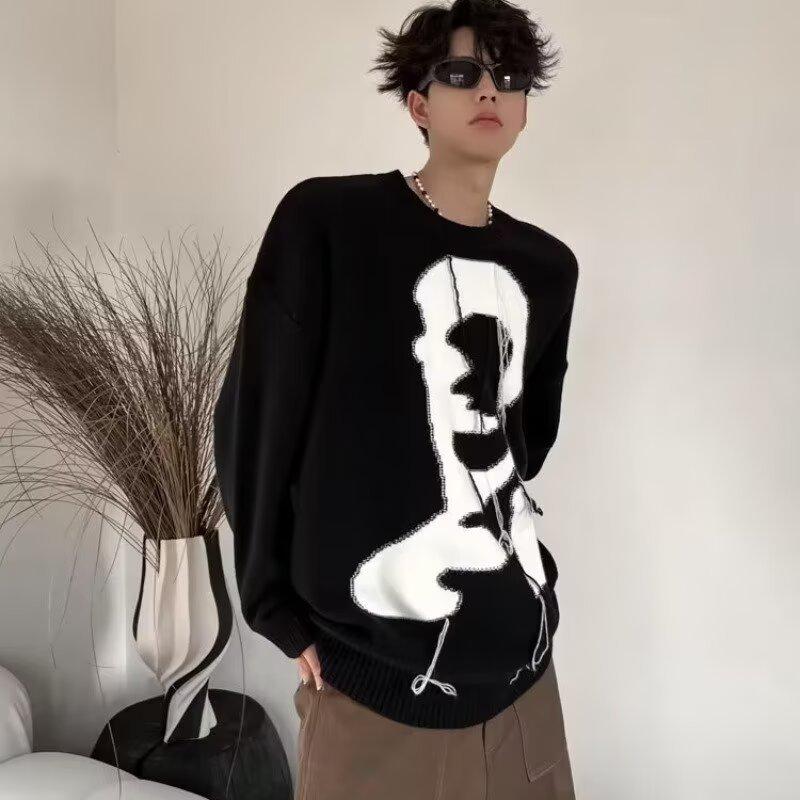 Men s Autumn-Winter Korean-Japanese Style Loose Knit Sweater & Ins-Inspired Hong Kong Cozy Outerwear XL
