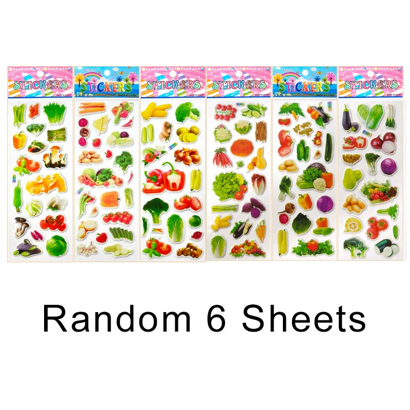 6/12 Sheets 3D Puffy Stickers Fruit Vegetable Bulk Stickers Scrapbook Decoration Birthday Festival Gifts for Adults Boy Girl ZYF