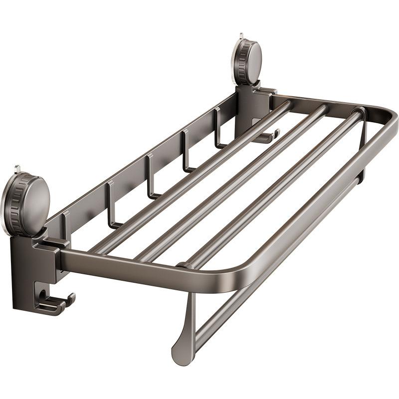 Suction cup towel rack bathroom towel storage rack bathroom hanging pole hook rack suction cup type no punching required
