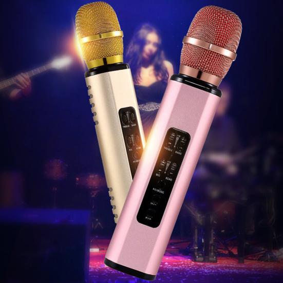 K6 Handheld Wireless Bluetooth-compatible Condenser Microphone Karaoke Speech Mic Speaker