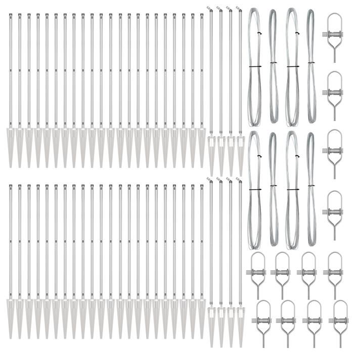 Posts de clôture vidaXL avec pique 52 pcs Ø32 mm 140 cm en acier galvanisé 3350210