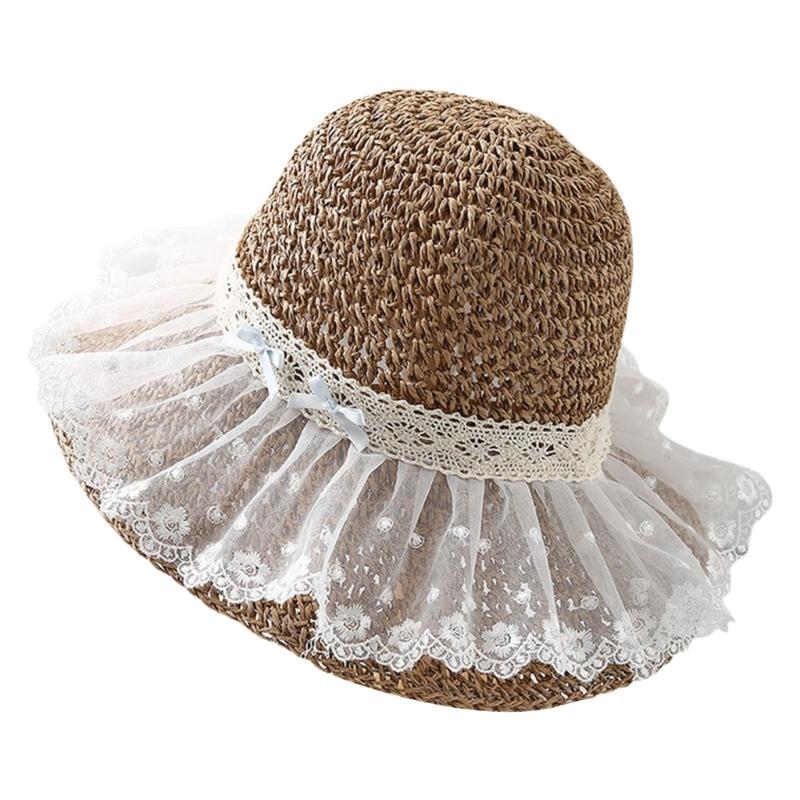 

Стильная ажурная широкополая соломенная шляпа для женщин, легкий летний пляжный аксессуар, защита от солнца для отпуска хаки