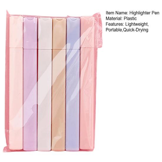 Yousheng 6Pcs Pastel Highlighter Pen Set for Students Large Capacity Eye-Care Markers for Journaling Notes Quick-Dry Dual-Tip Highlighters Cute School
