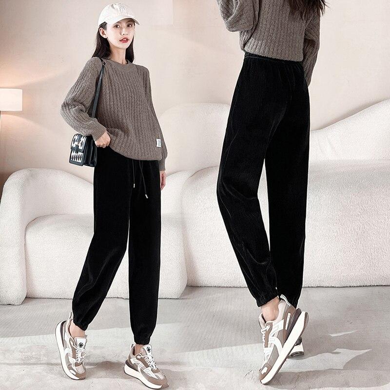 

Новые осенне-зимние женские шаровары, повседневные брюки, эстетические женские свободные модные брюки на шнурке, женские однотонные простые корейские брюки XXXXXL коричневый