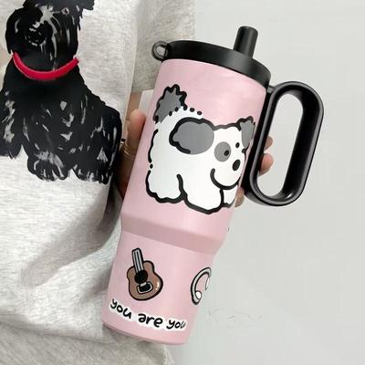 Portable Insulated Stainless Steel Straw Cup with Handle