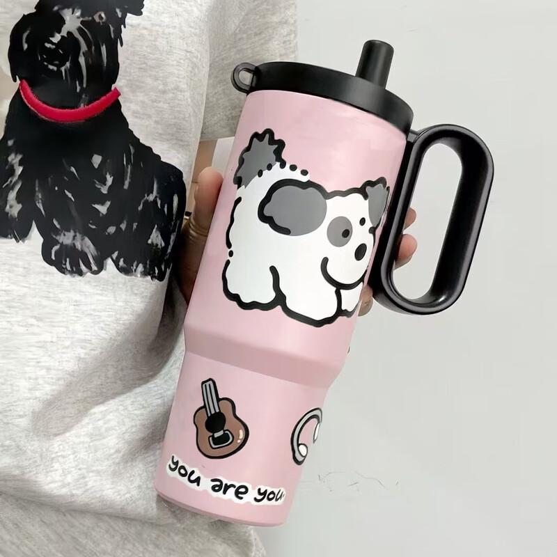 Portable Insulated Stainless Steel Straw Cup with Handle