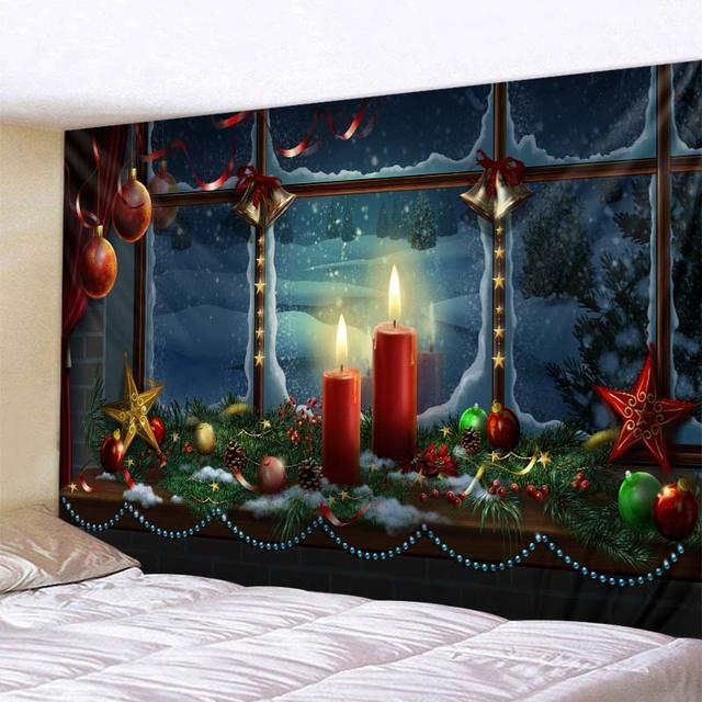 

Рождественское украшение, гобелен, Рождественская елка, камин, окно, настенное украшение для спальни, гостиной, общежития, украшение на стену 150x130cm