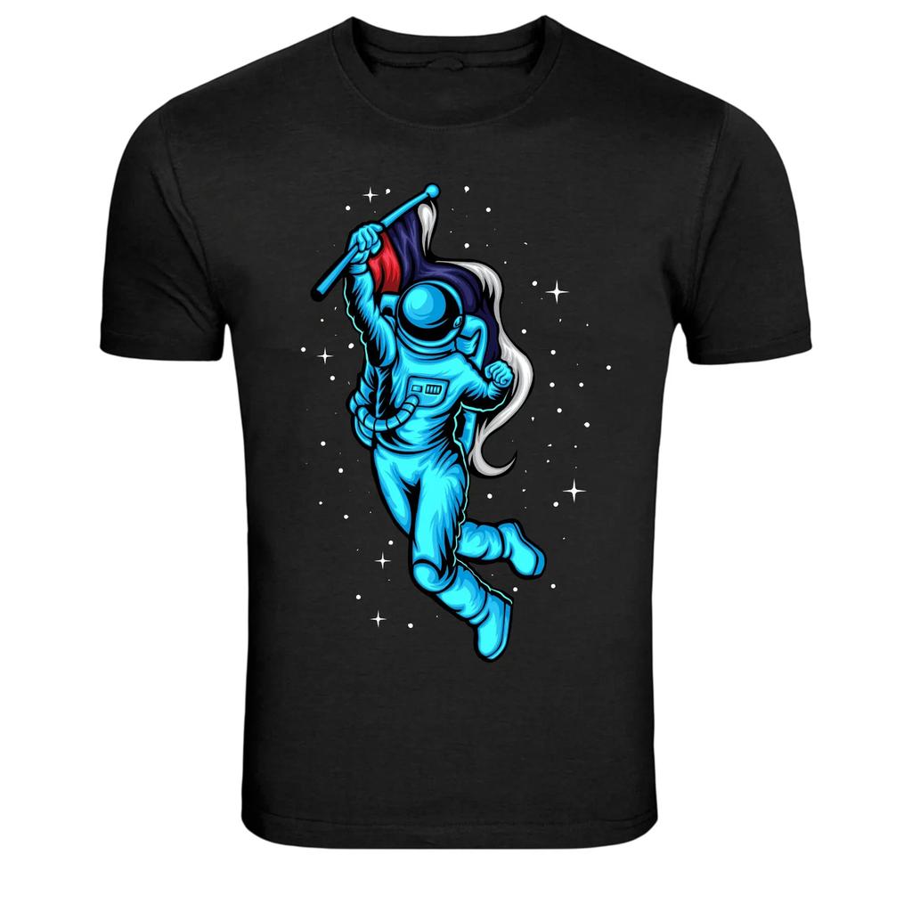 Astronaut Waving Flag In Space Graphic T-Shirt