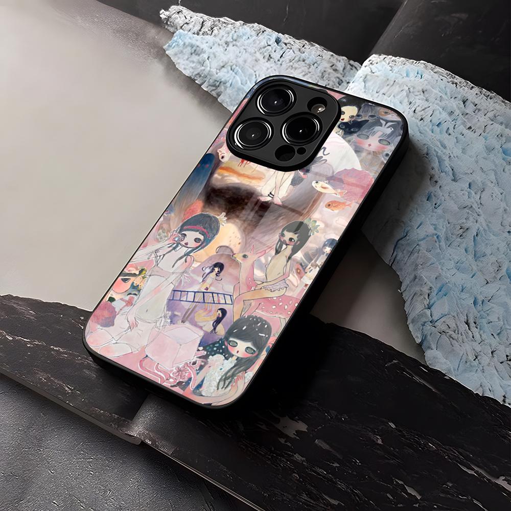 Aya Takano Paintings Phone Case Tempered Glass For IPhone 16 17 13 14 12 15 11 Pro Max Plus Mini X XR SE2020 Coque