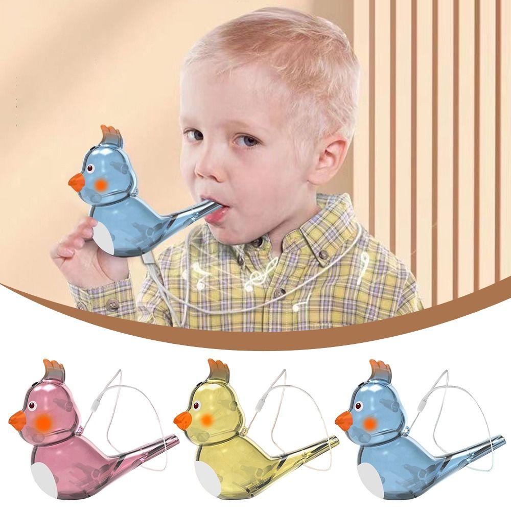 Cartoon Bird Whistle Water Whistle Bird Shaped With Lanyard Small Musical Instrument Toy Bathtime Musical Toy Educational  Gift