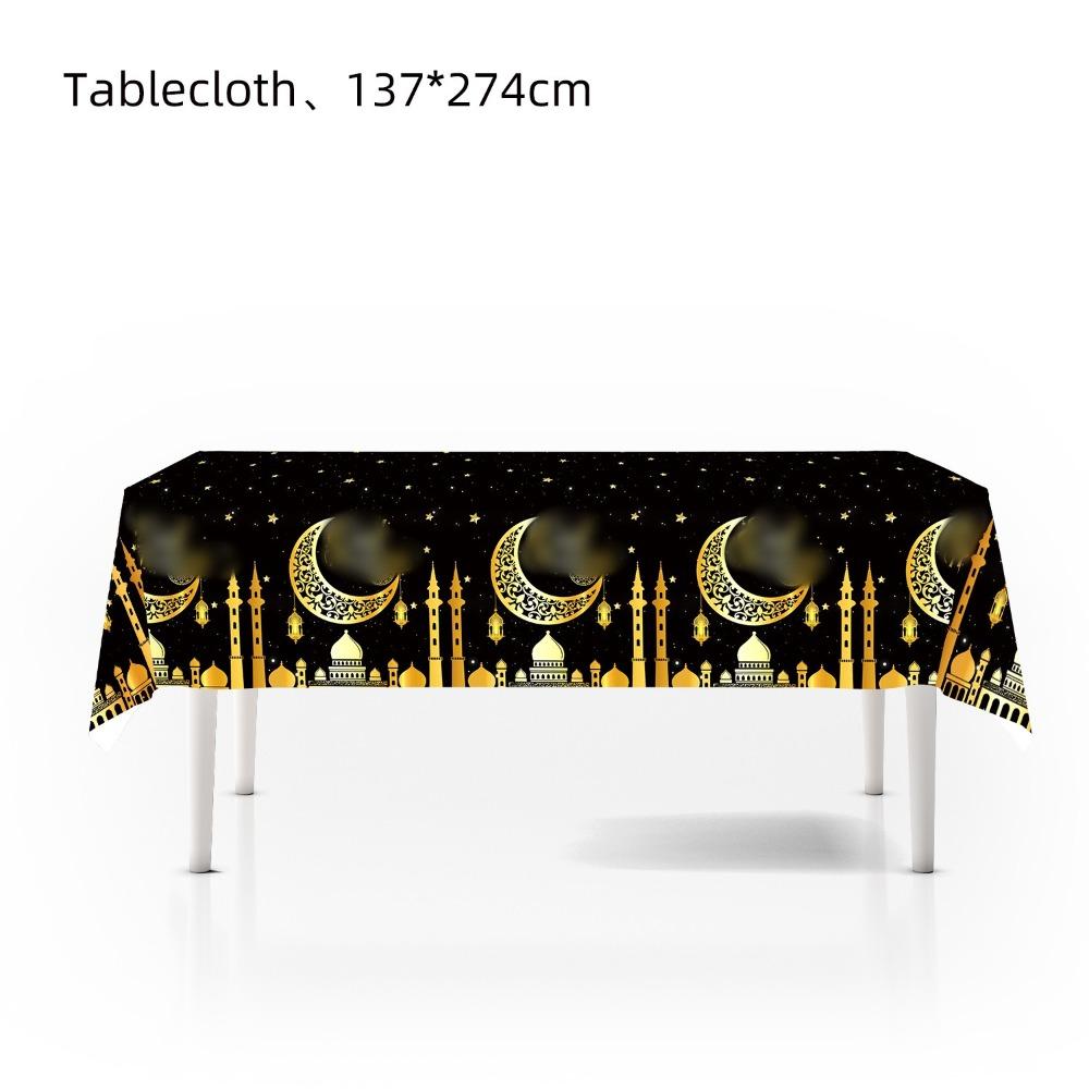 

5 Colors Disposable Tablecloths 137*274cm Ramadan Tableware Supplies Eid Al Adha Gift чорний