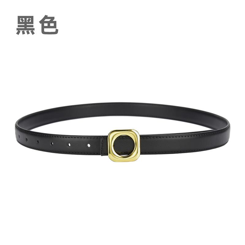 Four Seasons Available Belts Women'S Fashion Versatile Trendy Decoration Suit Leather Thin Belt Square Buckle Leather Ins Style Jeans Belt