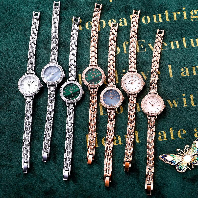 Light Luxury Fashion Round Quartz Watch Student Ladies Alloy Bracelet Waterproof Watch Luminous Rose Gold