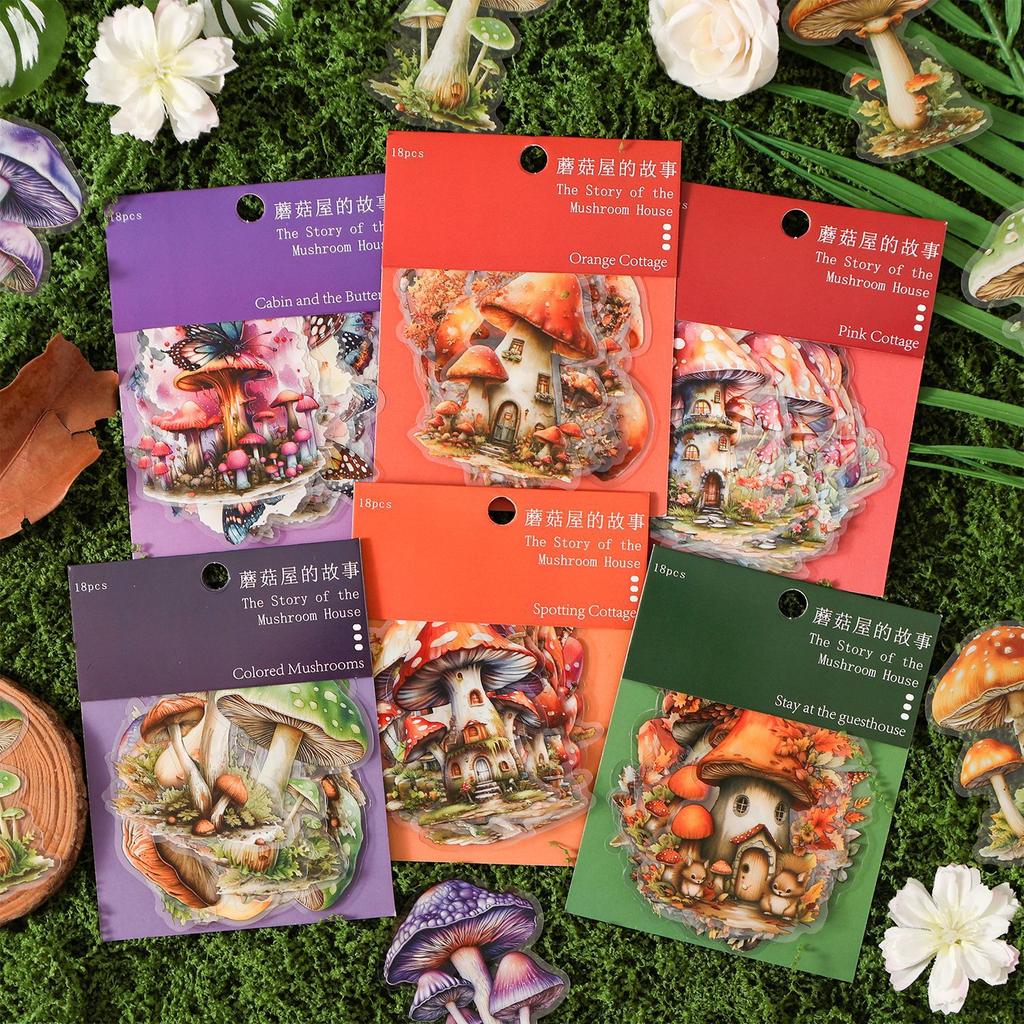 18pcs/1 Lot Sticker Pack: Mushroom House Story Series - Mushroom Theme Decoration Materials