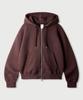 Jemut Day Cut Crop Oversized Zip-Up Hoodie Brick Red Kjhd2650