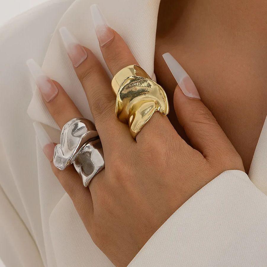 DIEZI Übertriebene Punk Unregelmäßige Große Ringe Für Frauen Männer Hip Hop Gold Silber Farbe Geometrischer Fingerknöchel Ring Party Schmuck