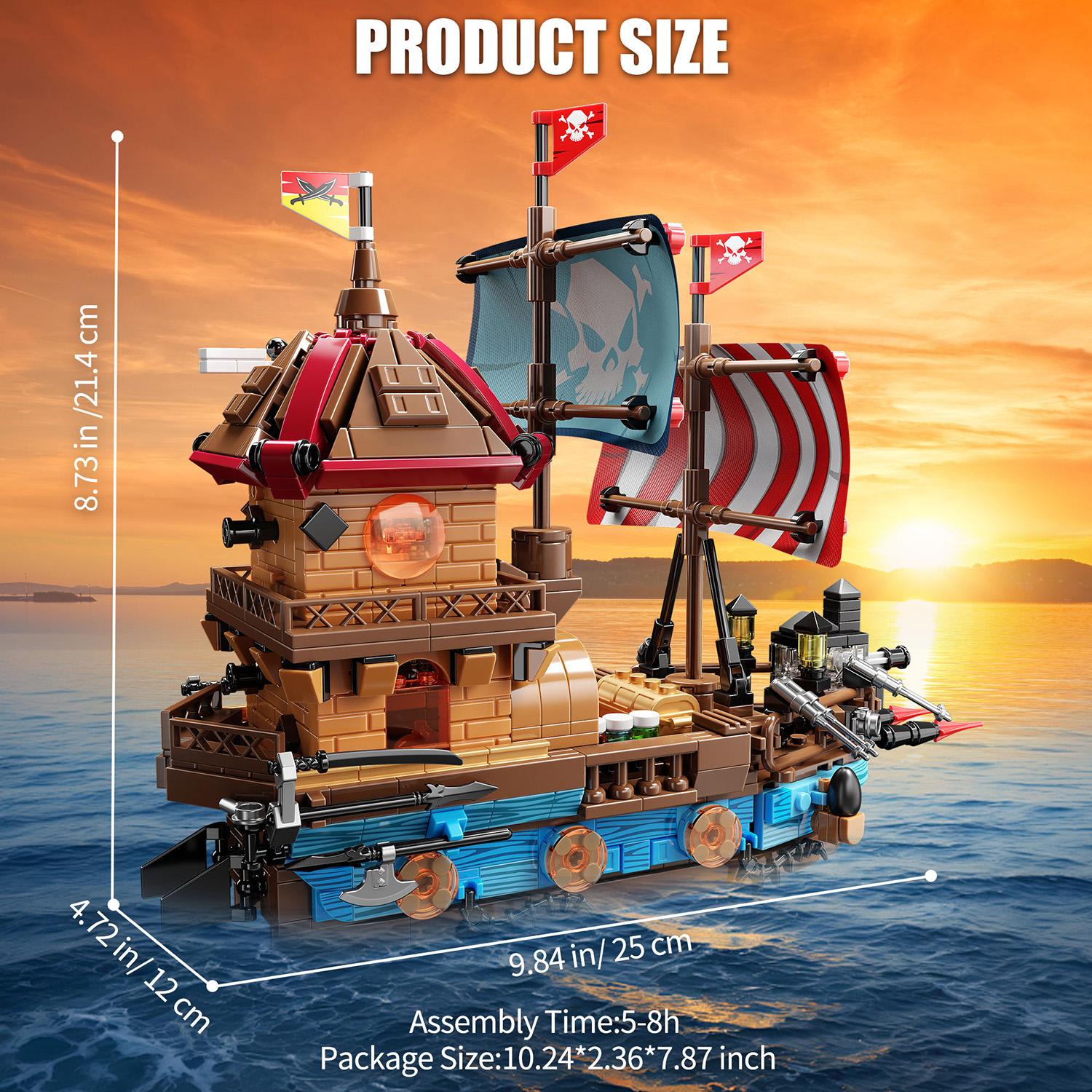 

916PCS Pirate Ship Building Blocks Collection Assemble Blocks Playthings Including LED Blocks Miniature Desktop Decoration Gifts Ideal For Children