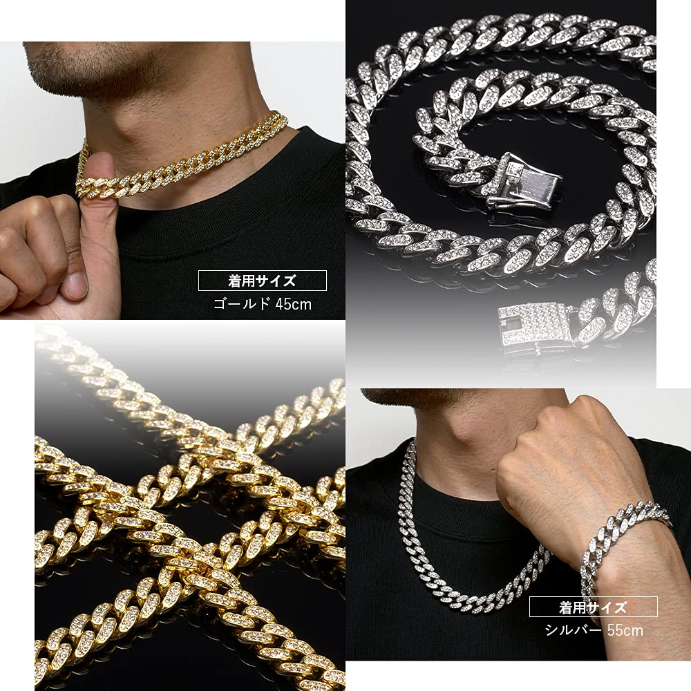 Lățime Cubaneză Lanț Cubanez Miami Kihei Cubanez Hip 20 Argint [Puente] Colier, 12mm, 50cm, Colier, Lanț, 18k, Colier, Bărbați, Lanț, Zirconiu,