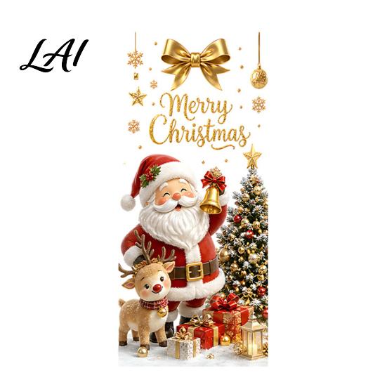Home Holiday Decoration Christmas Window Clings Cute Snowman Santa Penguin Reindeer Stickers for Removable Festive Wall Art Glass Reusable