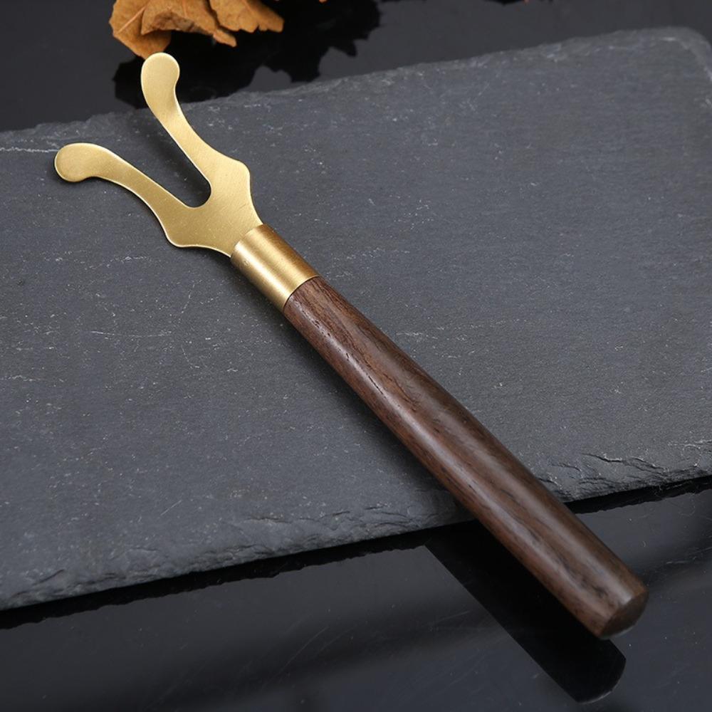 Wood Copper Tea Kettle Cover Fork 17cm Kung Fu Tea Tools New Teapot Lid Clip for Cast Iron Teapot