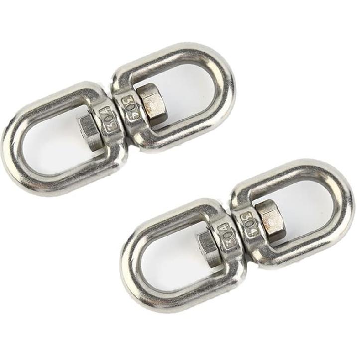 

2 шт. Вертлюжное кольцо из нержавеющей стали 304, Соединитель вертлюжного кольца с проушиной, Вертлюжный крюк с проушиной с двойной головкой, Серебристый M6