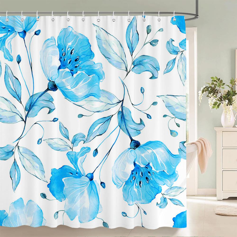 3d Watercolor Tree Shower Curtain Plant Floral Pattern Printed Fabric Waterproof Polyester Bathroom Curtain Decor With Hooks