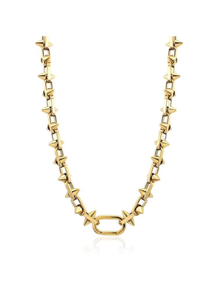 

Hip Hop 18K Gold Plant Thick Conical Chain Necklace Women Men Tassel Rivet Geometric Statement Stainless Steel Necklaces