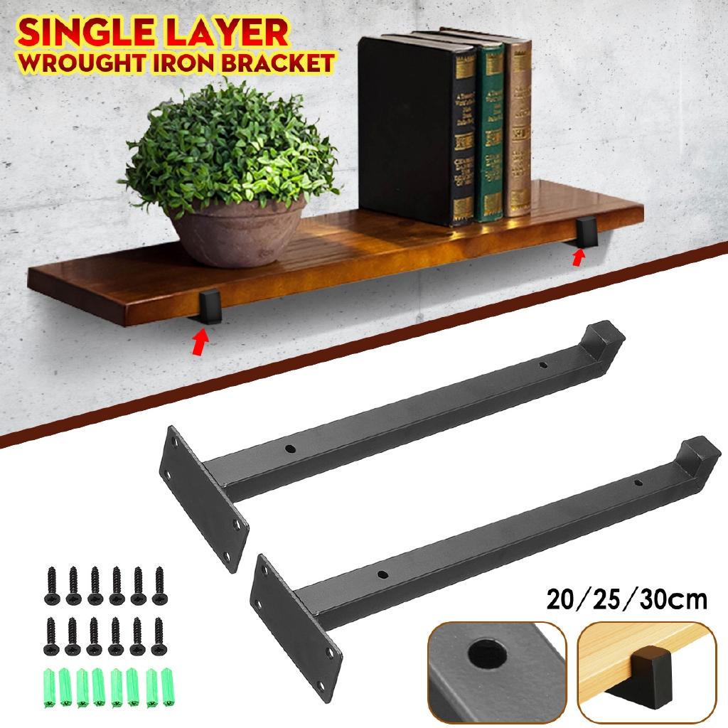 1pair Wall Mounted Bracket  2xShelf Heavy Duty Scaffold Board Floating Bracket Industrial Iron Support Table 20cm/25cm/30cm