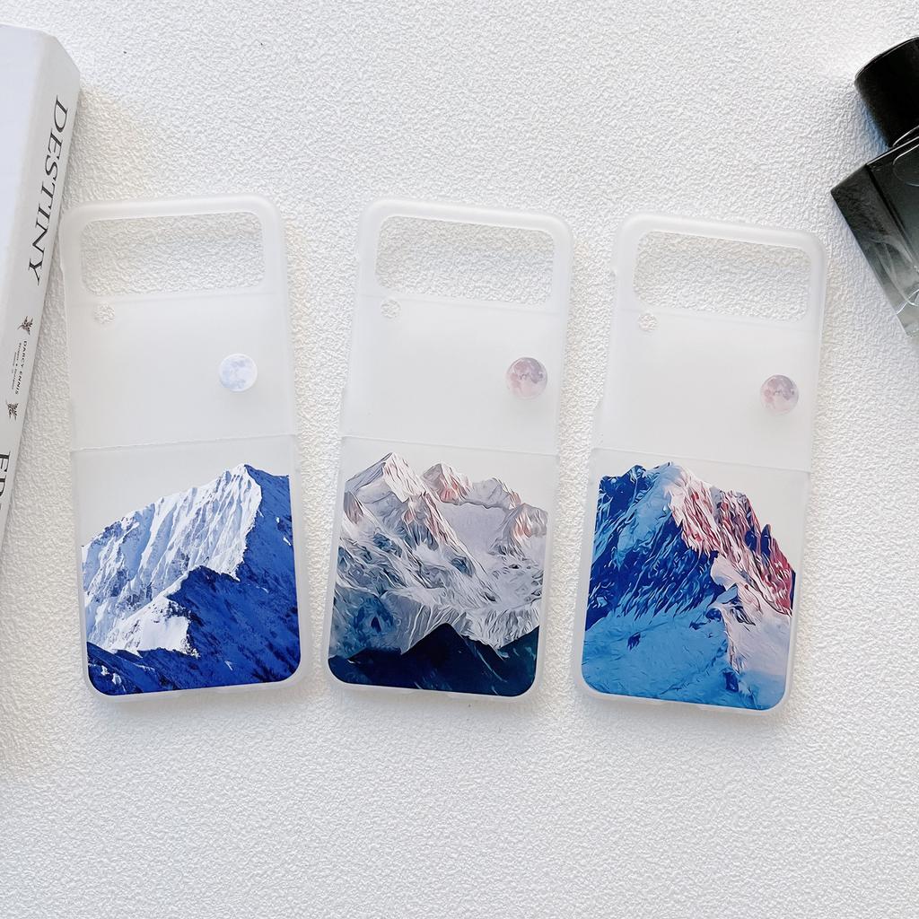 Suitable for Samsung Z Flip4 phone case Z FOLD3 matte mountain view folding phone protection, cloud view print