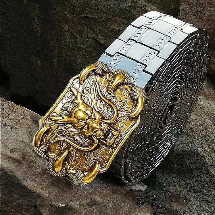 Belt Buckle Self-Defense Belt Men's Weapon Smooth Buckle Simple Multifunctional Whip Metal Decorative Belt