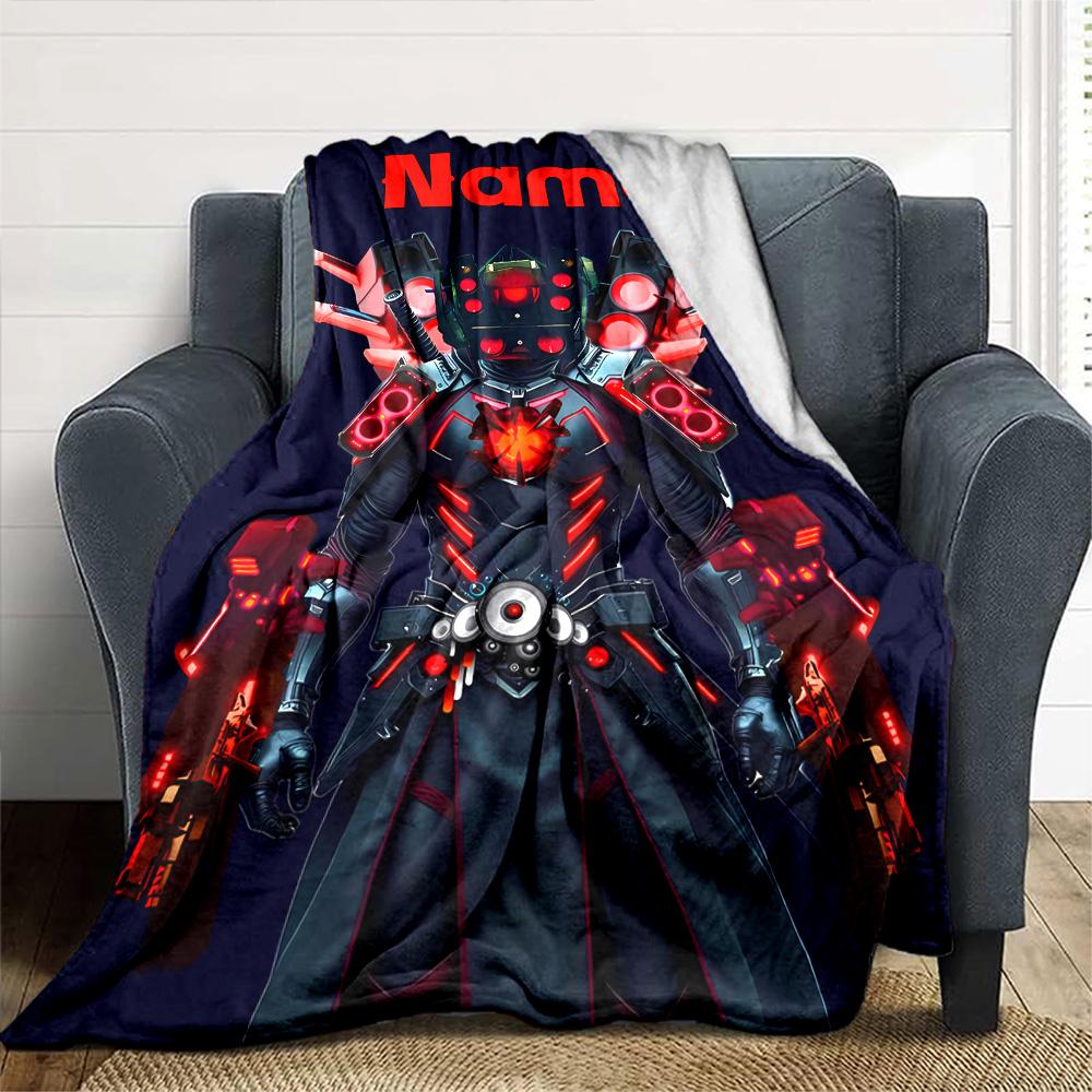 Customiz Name Personality Skibidi Toilet Blanket Soft &Warm Sofa Office Bed Travel Lunch Break Blanket, Gift Suitable All Seasons