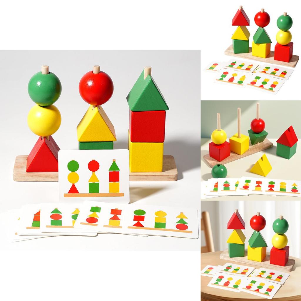 Wooden Shape Sorting Blocks With Color Matching For Early Education Kids