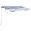 VidaXL Manual Retractable Awning with LED 300x250 Cm Blue and White 3068861