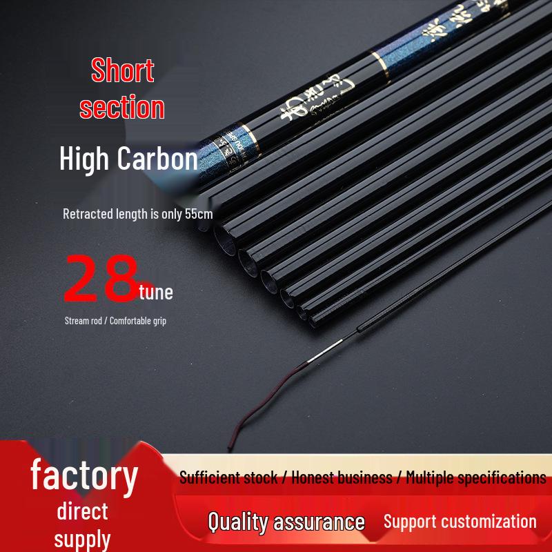 Stream Carbon Fiber Retractable Fishing Rod, 55-69cm Short Section for Leisure Fishing
