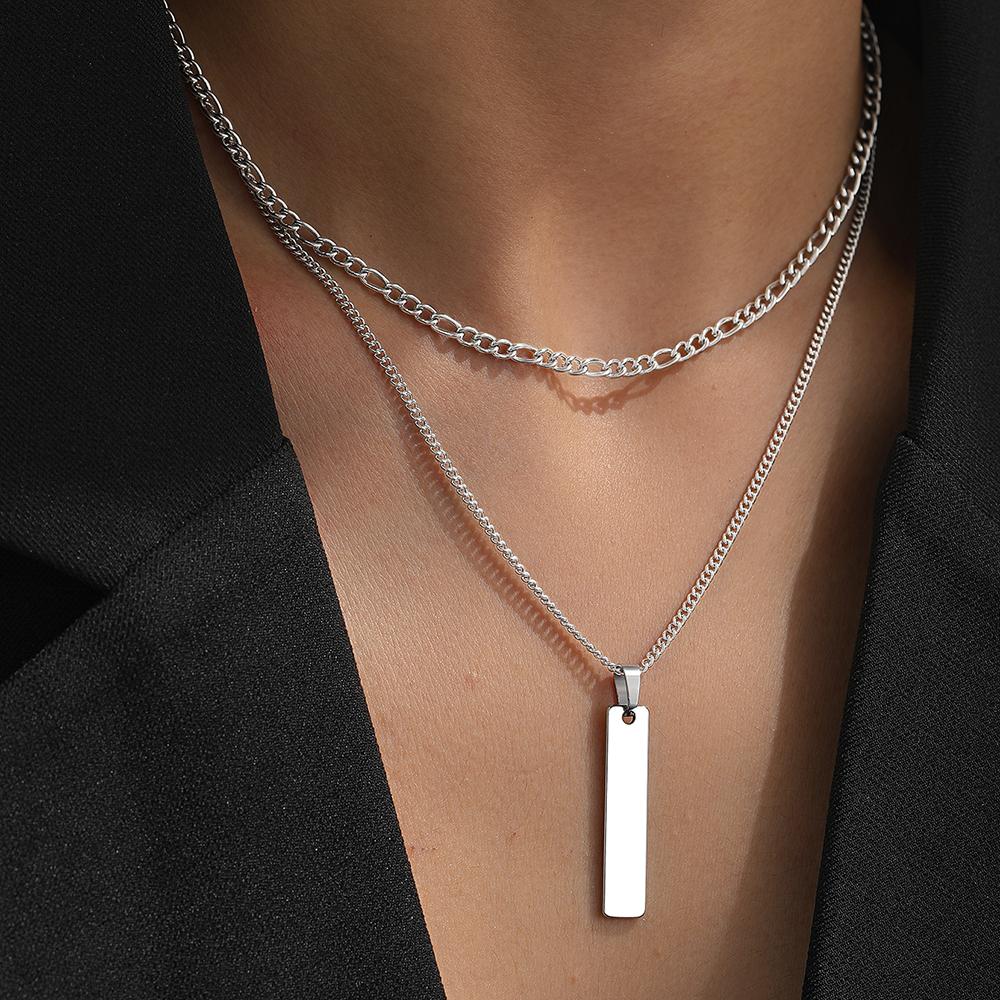 Stainless Steel Necklaces Fashionable Atmosphere Double Chain Pendant Necklaces For Women Zircon Suitable For Daily Wear Gifts