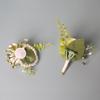 White Rose Boutonniere And Wrist Corsage Set European Rustic Silk Flower for Bride Bridesmaid Groom Groomsman Wedding Party Decor