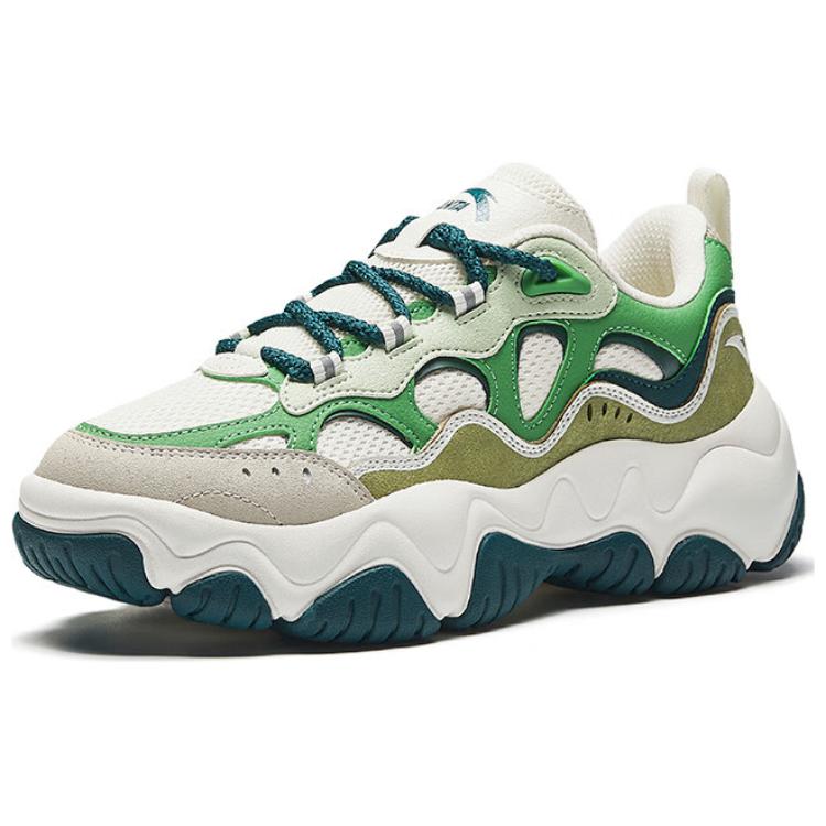 Anta Lifestyle Series Flowing Fire Versatile Trendy Non-Slip Wear-Resistant Low-Top Casual Shoes Women sneaker White Green 122518853-5