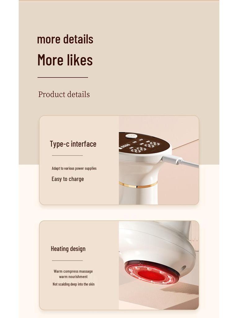 Intelligent Heating Guasha & Cupping Massage Device for Full-Body Lymphatic and Meridian Therapy