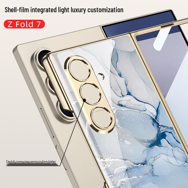 Heart of the World: Electroplated Samsung Z Fold7 Glass Case - Trendy, Simple Style Protective Cover