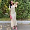 2025 Sommer Europäisches & Amerikanisches Damen Sexy Kurzarm Bodycon Taillenverschlankendes Kleid