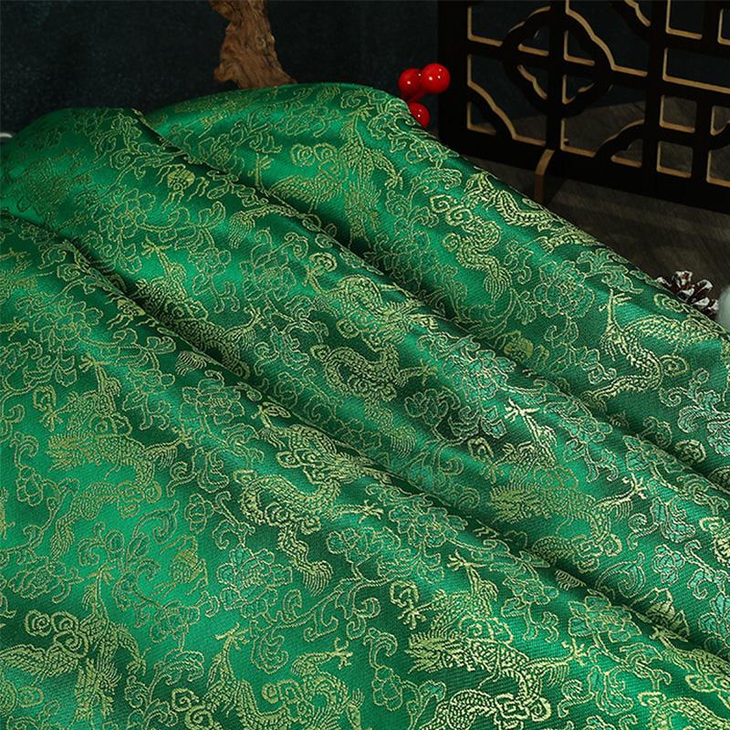 

Chinese Style Gold Thread Dragon Pattern Jacquard Brocade Satin Fabric for Diy Sewing Cheongsam Stage Costumes Gift Box Decor 500x90cm