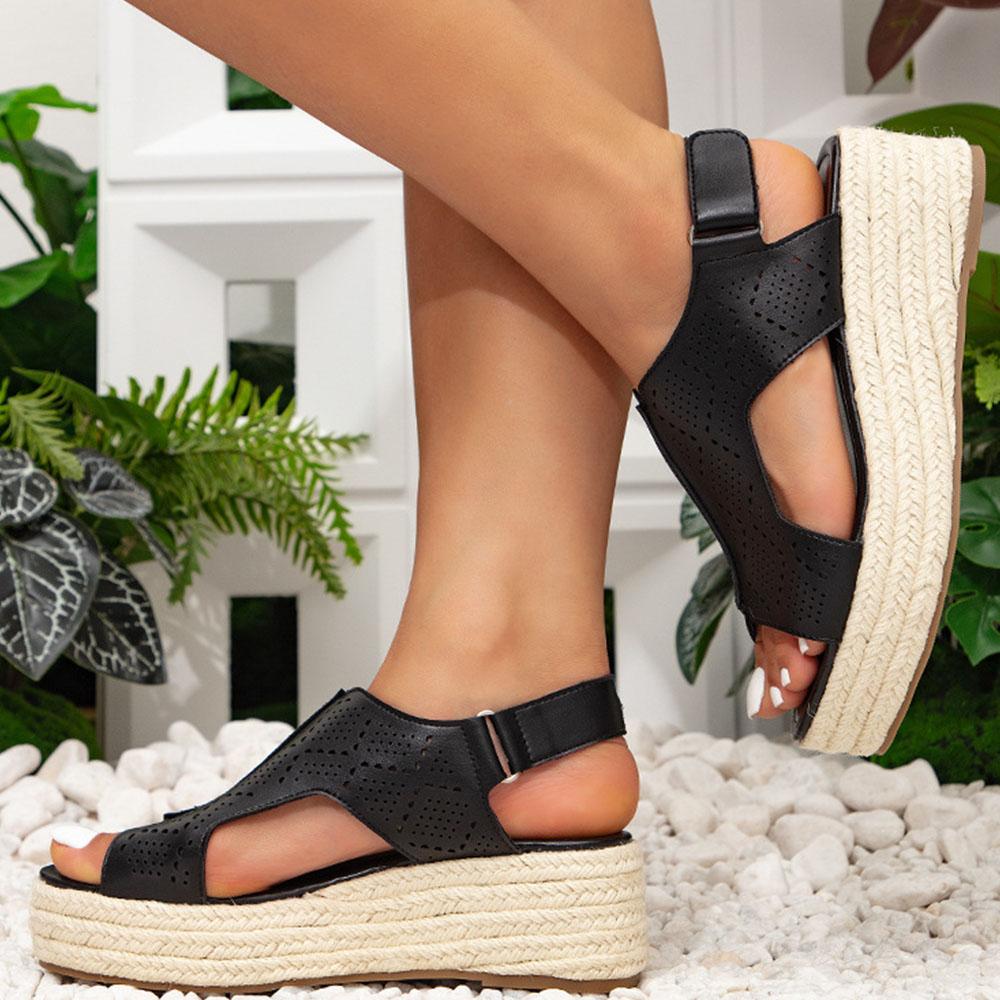 Dropship  Summer Espadrille Platform Wedges Women Sandals Chunky Platform Leisure Women Shoes Sandals Big Size 43