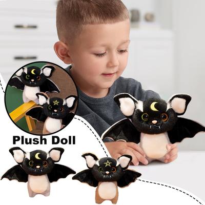 Plush Bat Stuffed Animal Toy Soft Fabric Material with Moon Detail and Large Ears for Kids and Collectors Gift