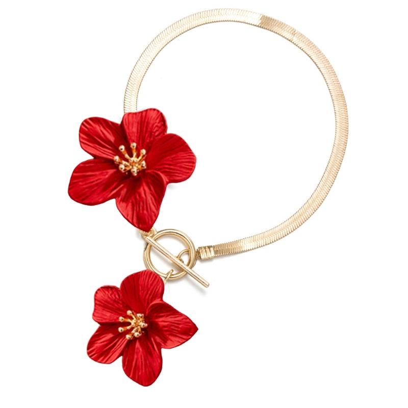 A52E Summer Party Foot Jewelry Delicate Flower Anklet Snake Bone Chain Women’s Gift